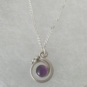 Unique Purple Spiral Pendant Necklace